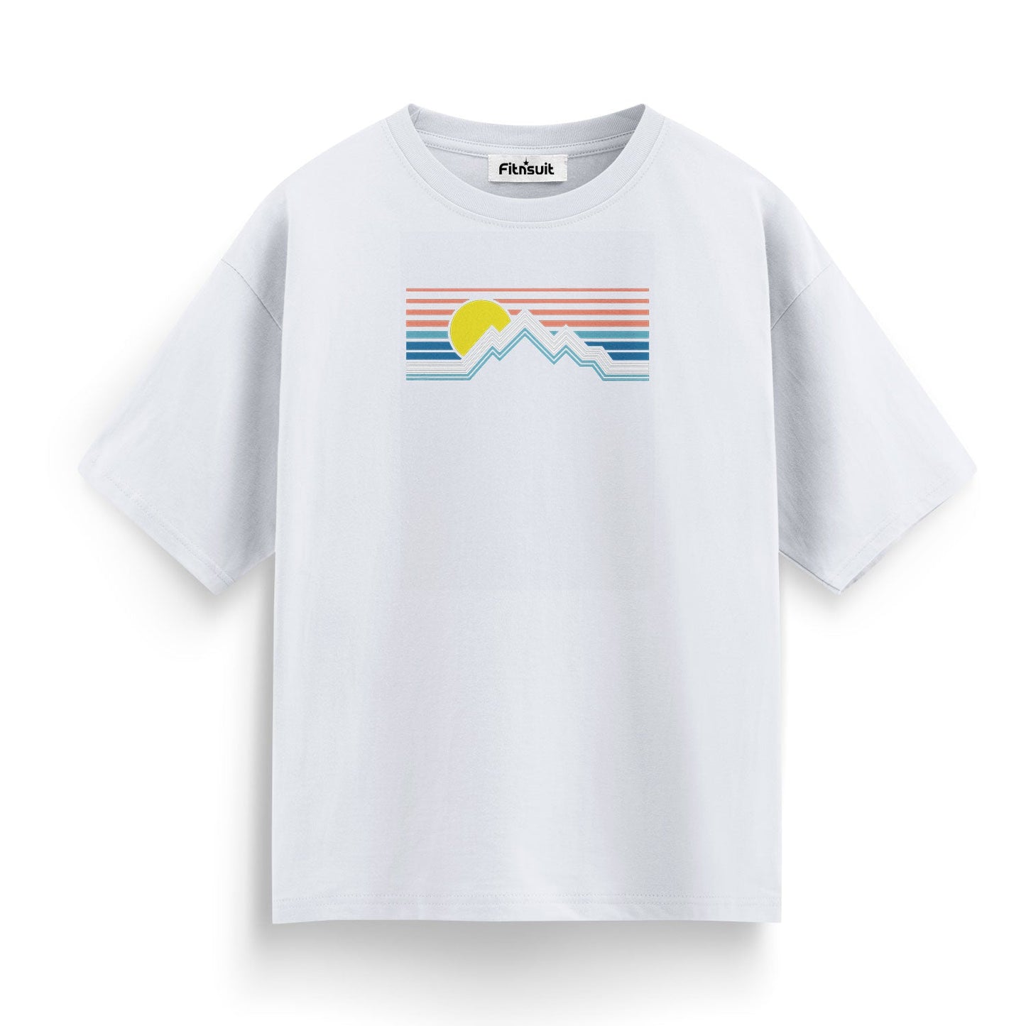 Retro Mountain Stripe Sunset T shirt for everyone