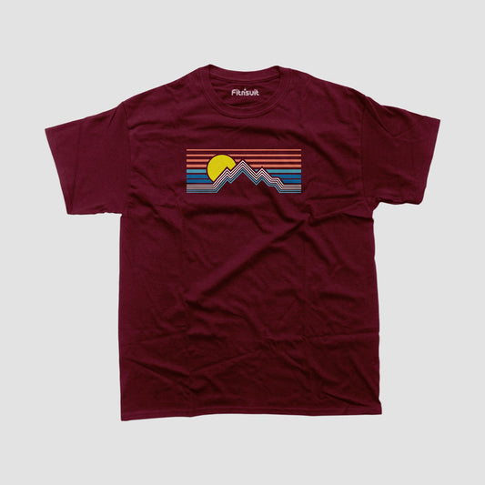 Retro Mountain Stripe Sunset T shirt for everyone
