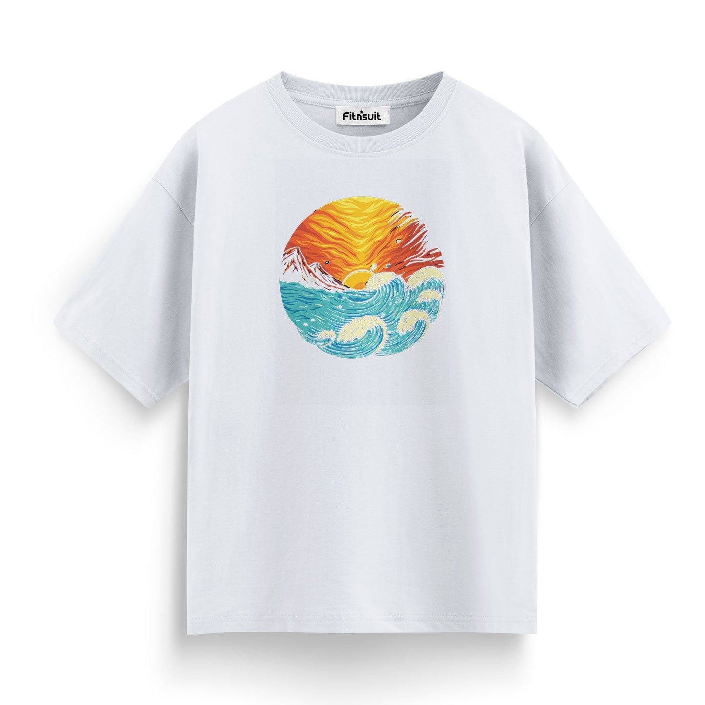 Crimson Sunset Over Ocean T shirt for everyone