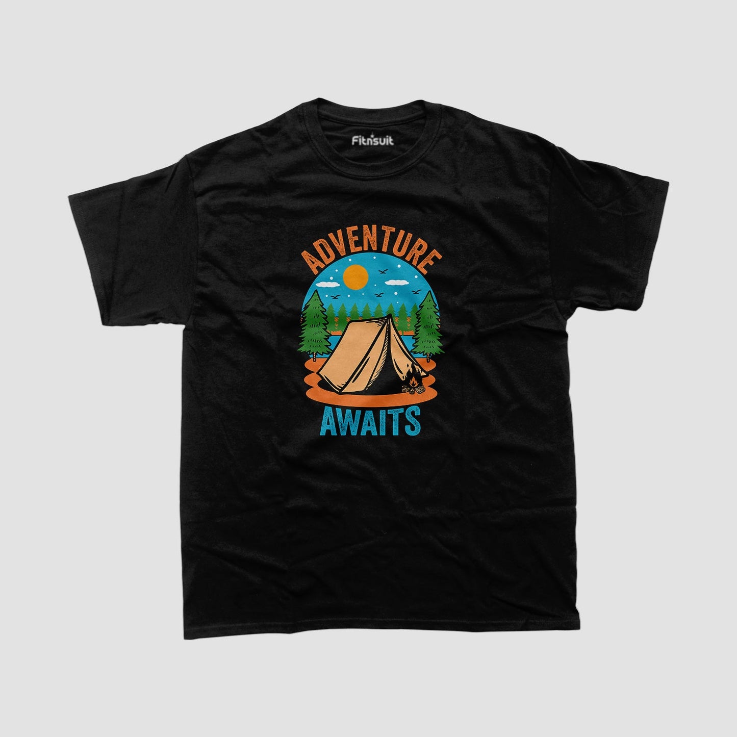 Adventure Awaits Tent Scene T shirt for everyone