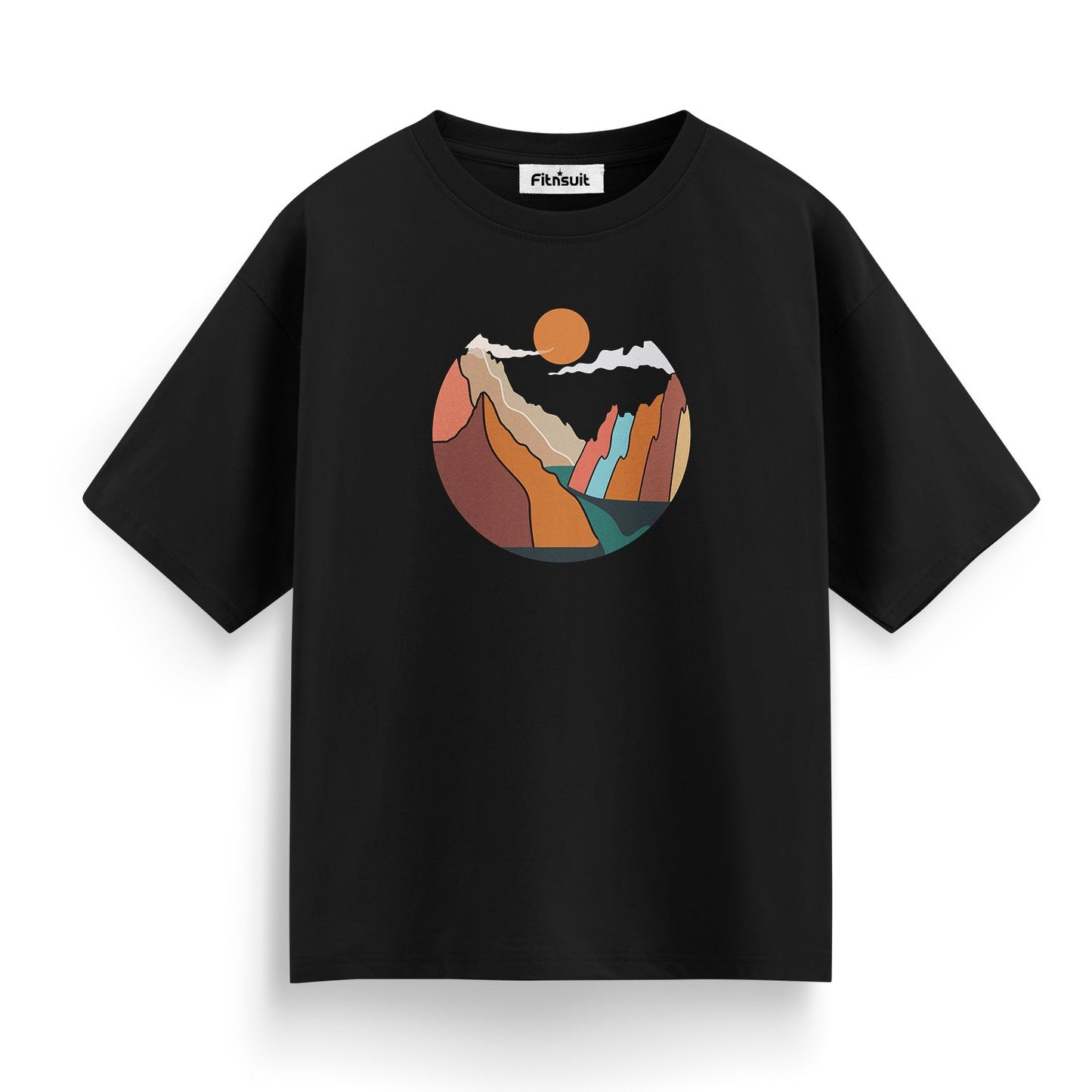 Abstract Sunset Mountain Scene T shirt for everyone