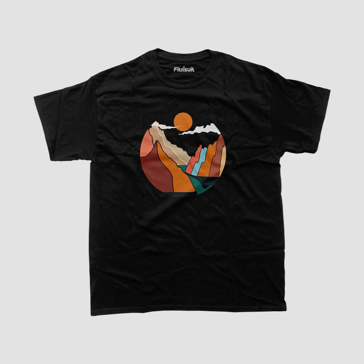 Abstract Sunset Mountain Scene T shirt for everyone