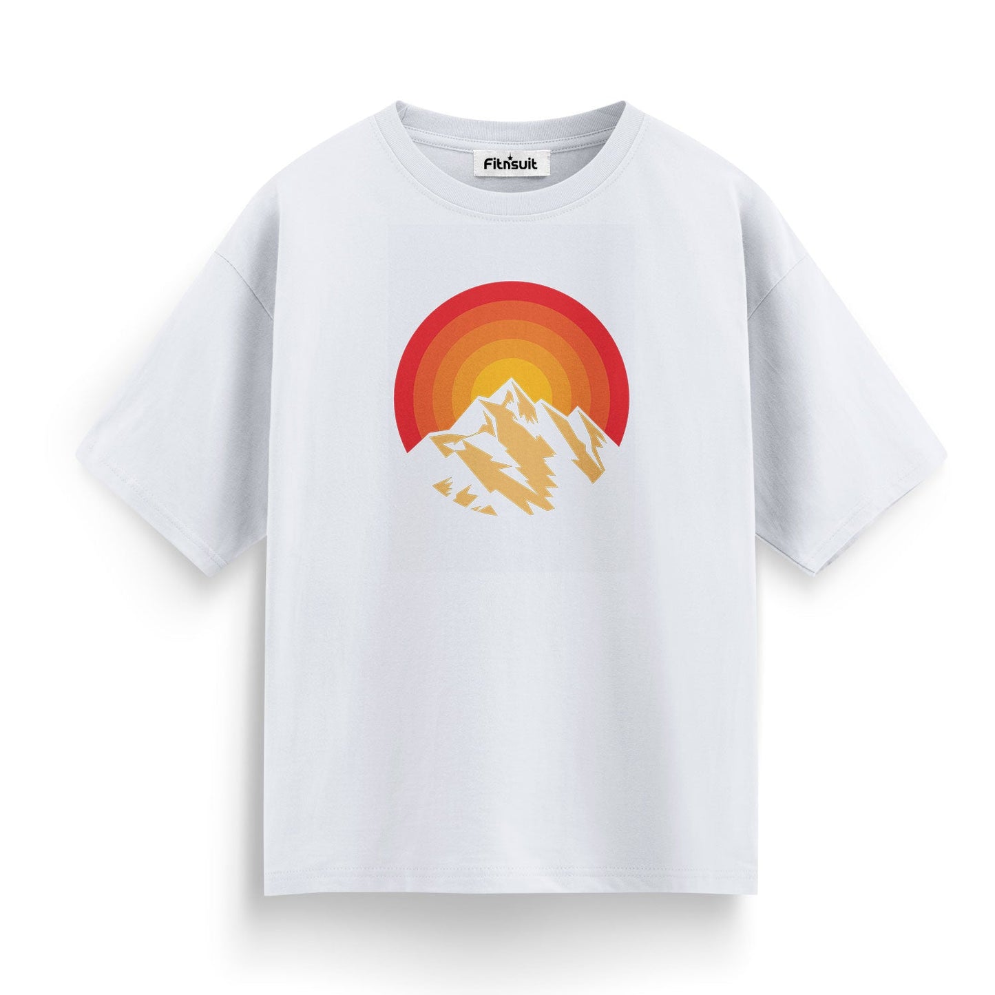 Retro Mountain Sunset Badge T shirt for everyone