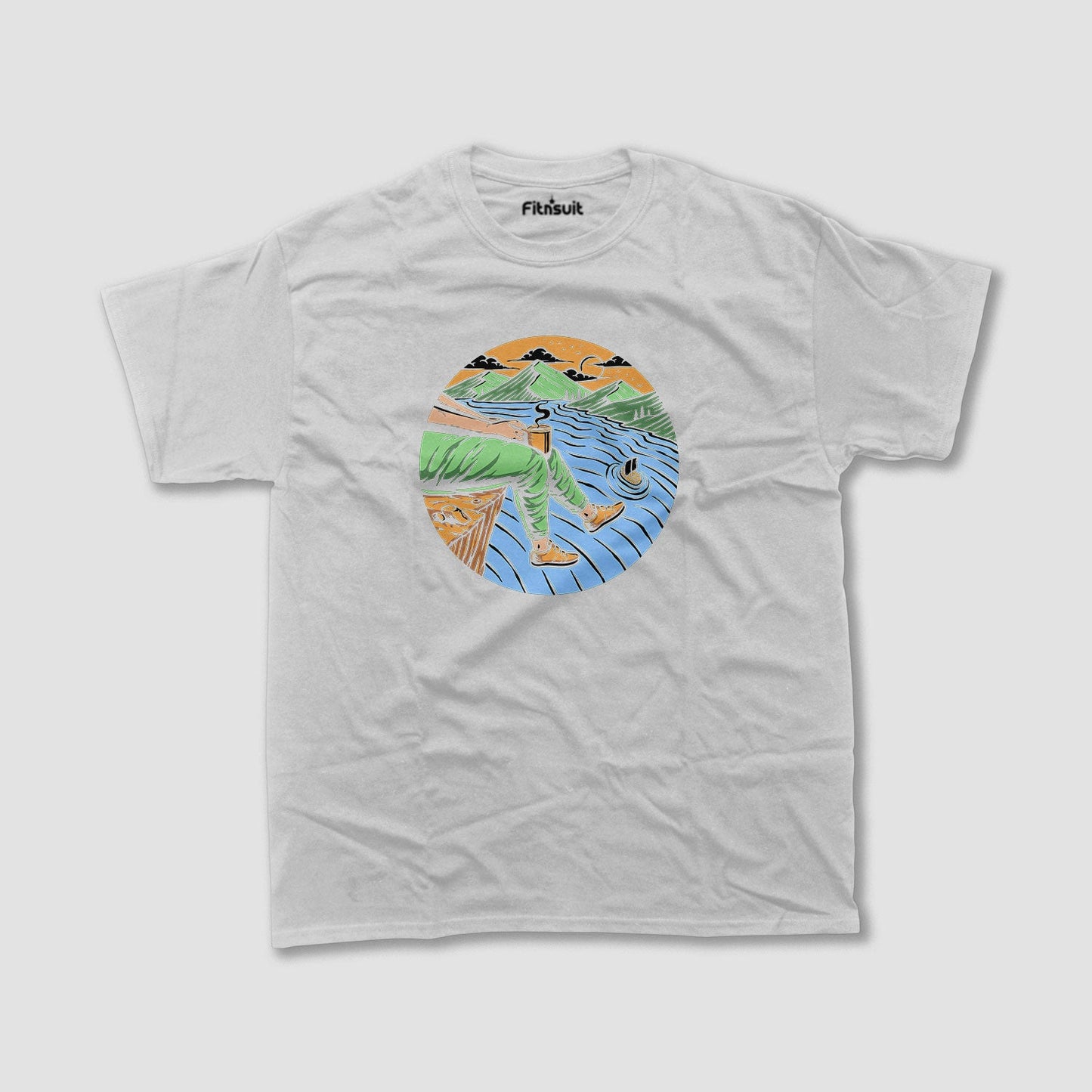 Ocean Cliffside Fishing Scene T shirt for everyone