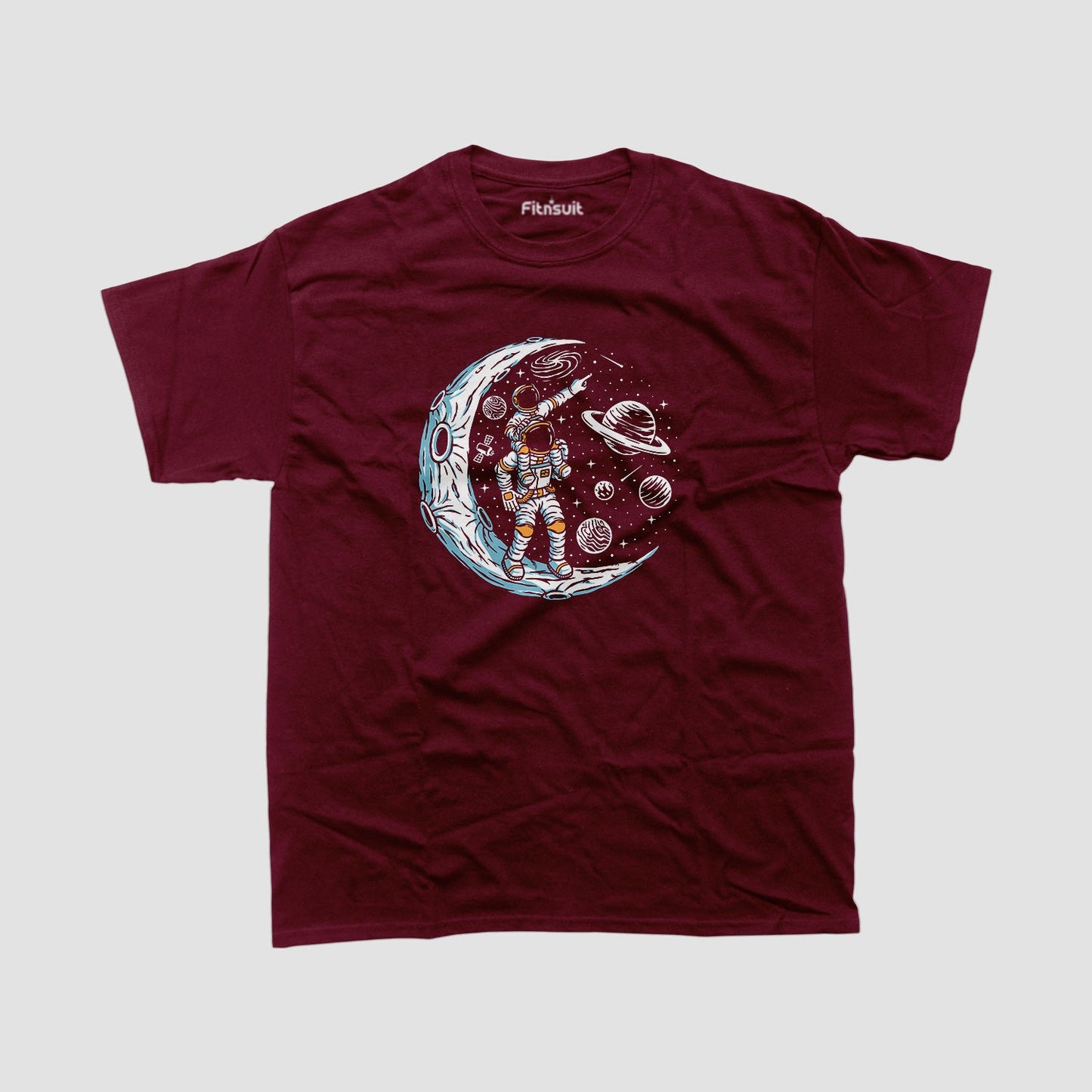 Astronaut Walking on Crescent Moon T shirt for everyone