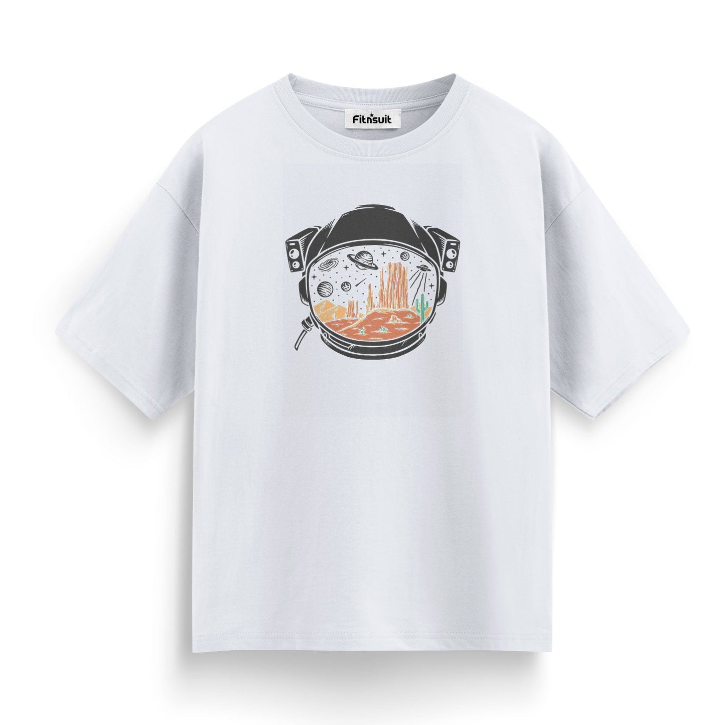 Astronaut Looking at Desert Landscape T shirt for everyone