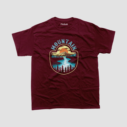 Mountain Lake Landscape Badge T shirt for everyone