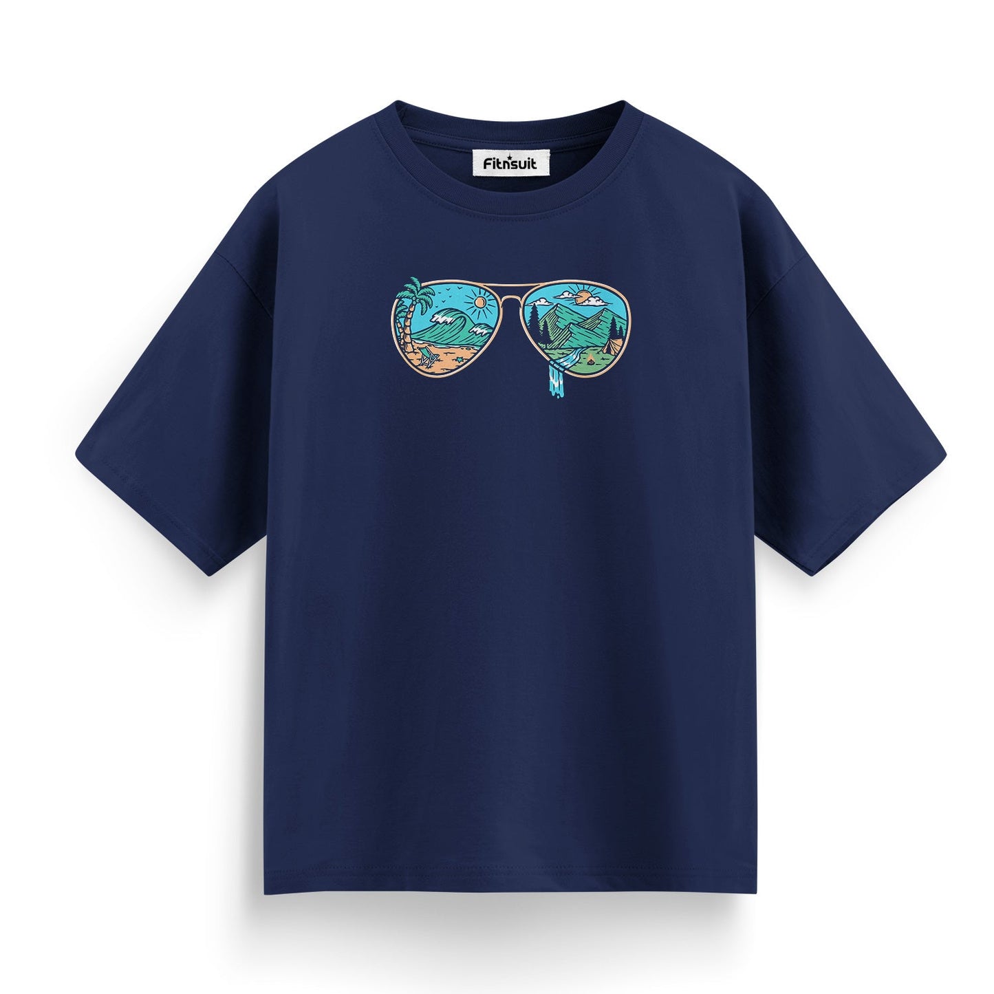 Retro Glasses with Beach Reflection T shirt for everyone
