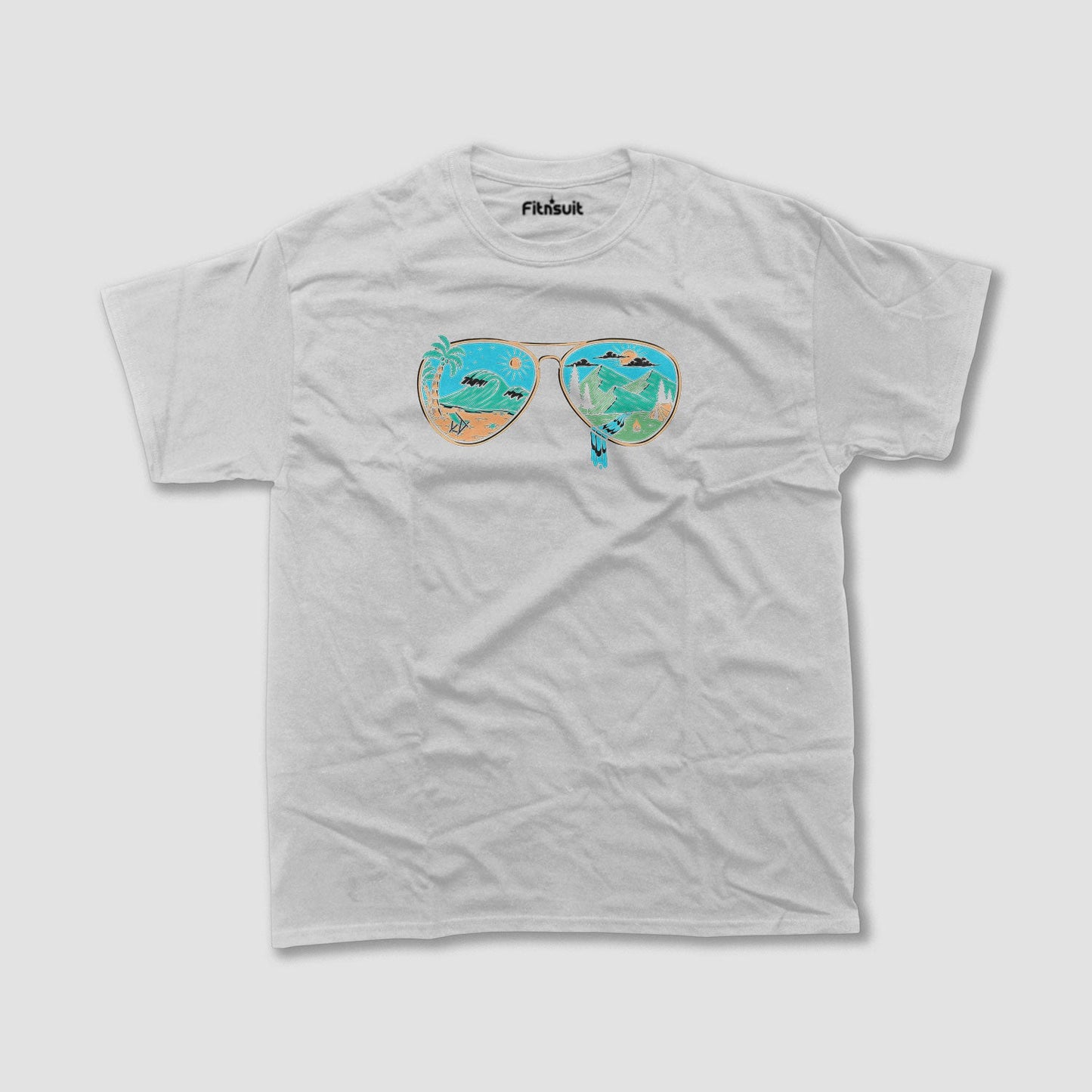 Retro Glasses with Beach Reflection T shirt for everyone