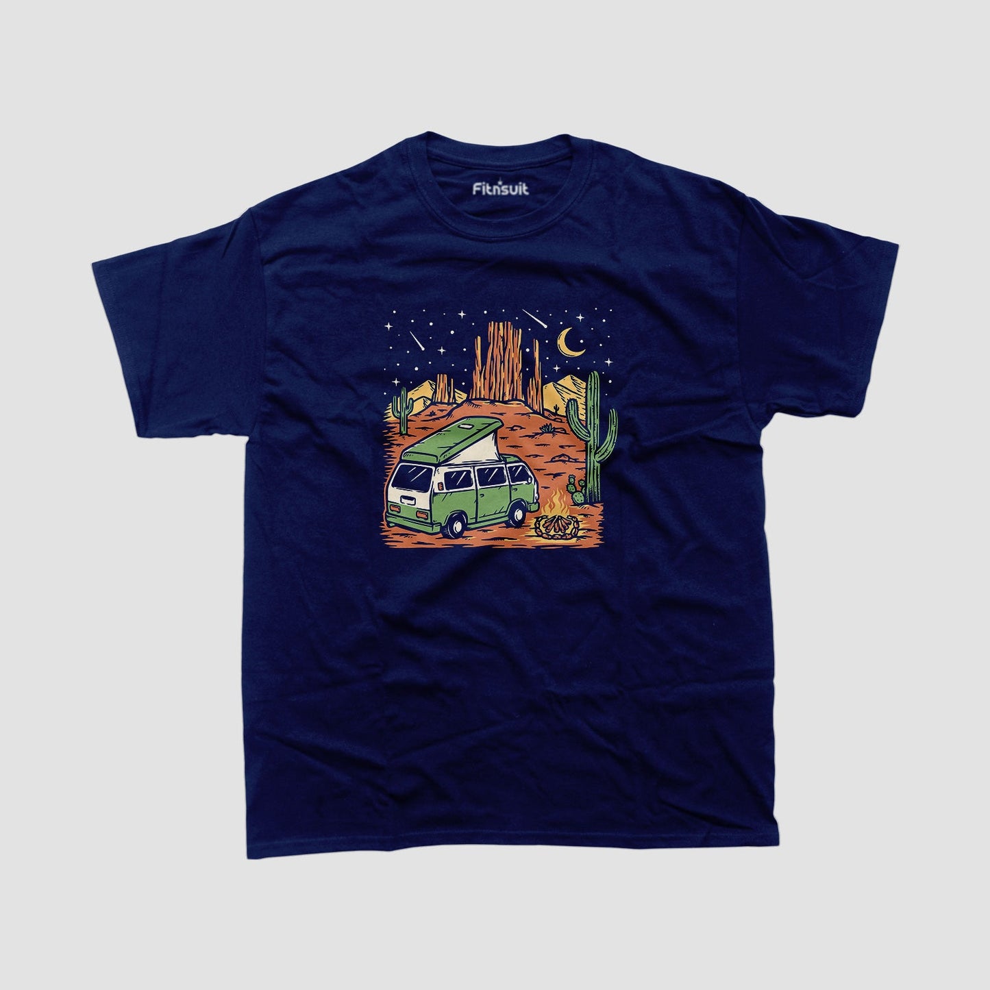 Retro Van in Desert Camp Night Scene T shirt for everyone