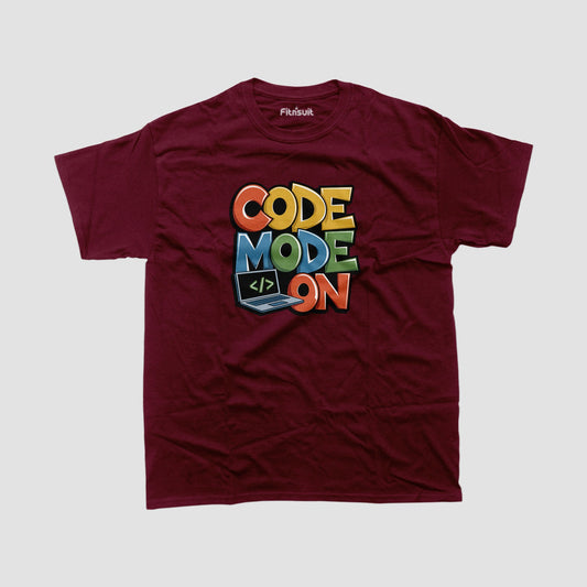 Code Mode On Programmer Typography Unisex Premium T-shirt