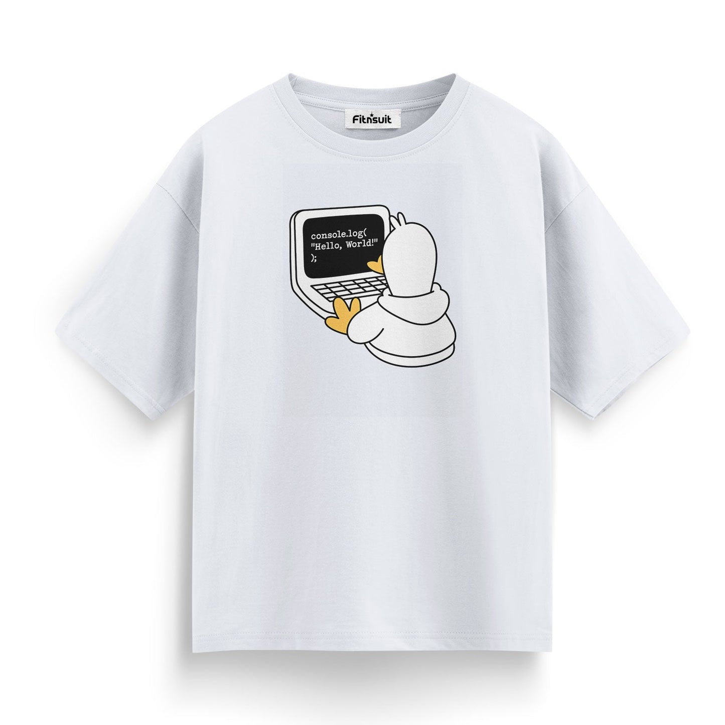 Penguin With Laptop Saying “Socializing ‘Hello World’” Programmer T-Shirt