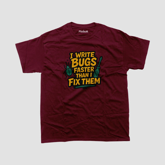 I Write Bugs Faster Than I Fix Them Programmer T-Shirt