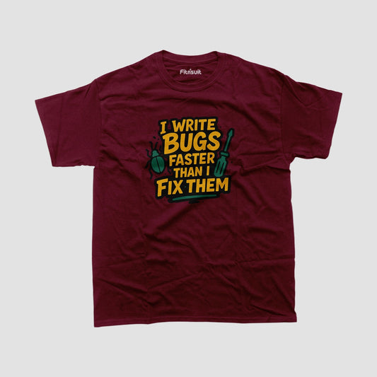I Write Bugs Faster Than I Fix Them Programmer T-Shirt
