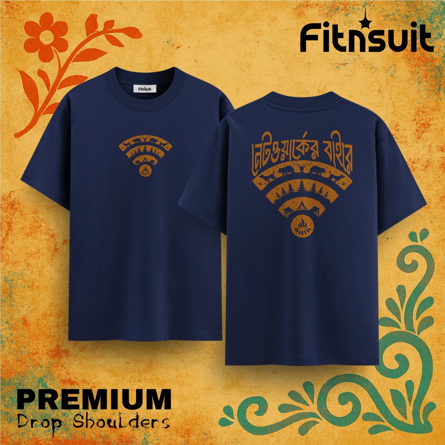 Network Signal Camping Adventure Drop Shoulder T shirt