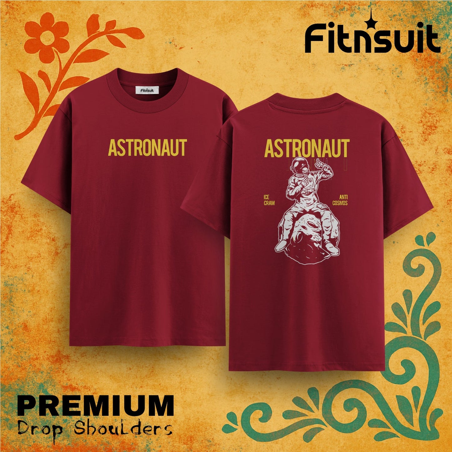 Astronaut Ice Cream Anti Cosmos Drop Shoulder T shirt