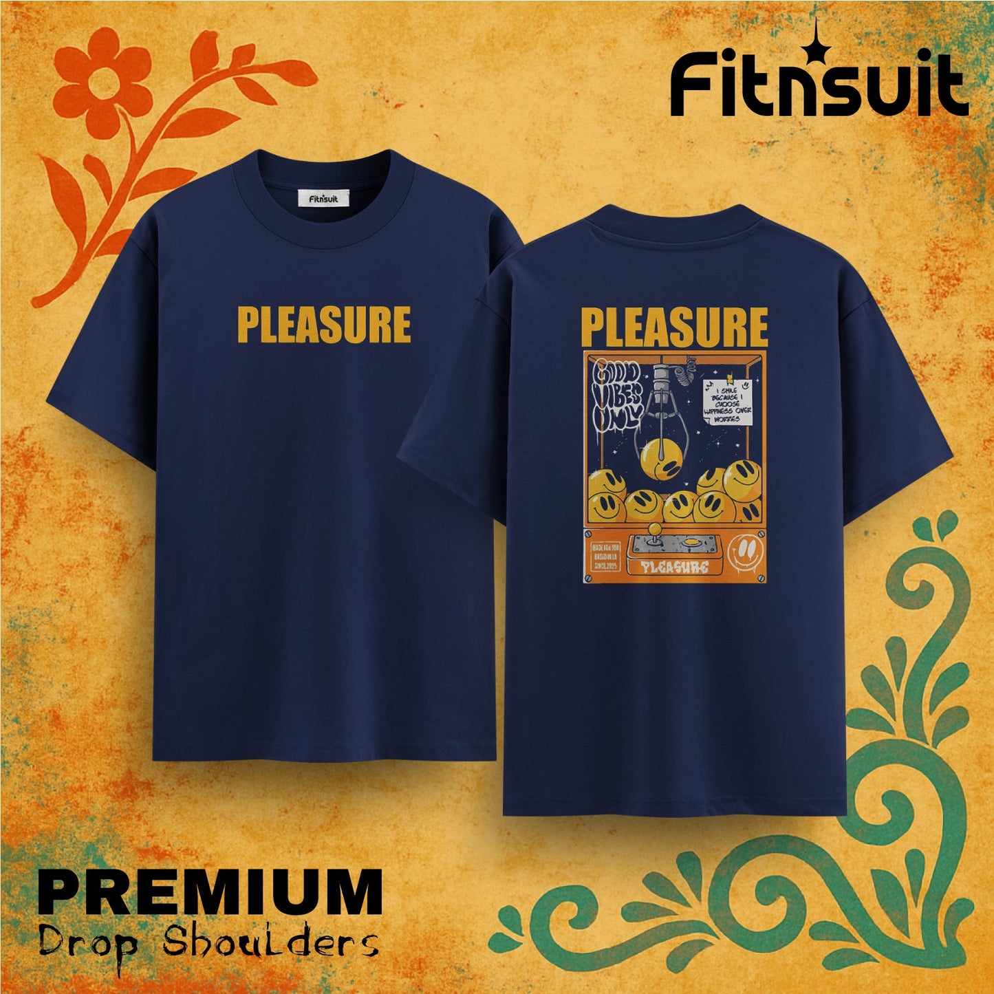 Pleasure Good Vibes Only Retro Drop Shoulder T shirt