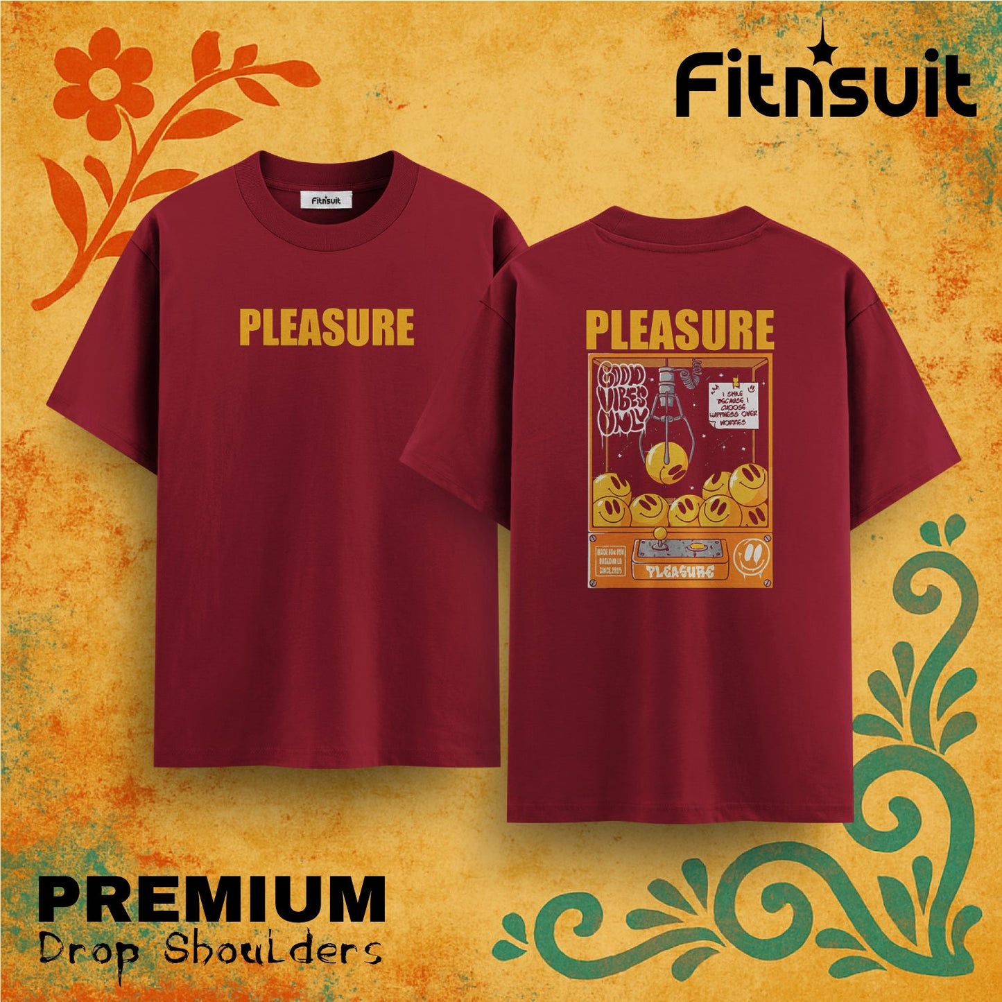 Pleasure Good Vibes Only Retro Drop Shoulder T shirt