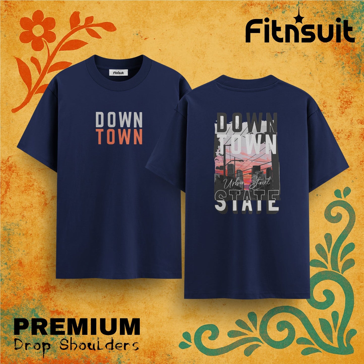 Downtown Urban Street Sunset Drop Shoulder T shirt