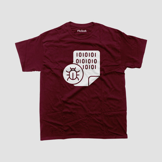 10101010 Binary code with bug icon T shirt for Ethical Hacker.