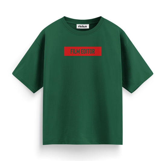 Film Editor Red Label Bold Typography T-Shirt for Film Maker