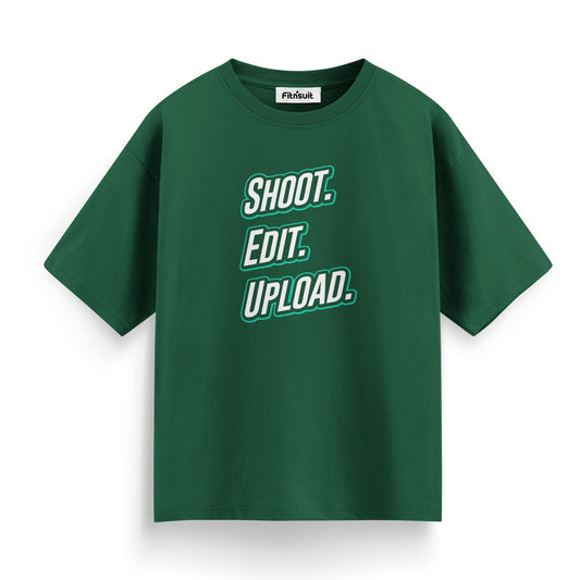 Shoot Edit Upload Repeat Bold Typography T-Shirt for Video Editor