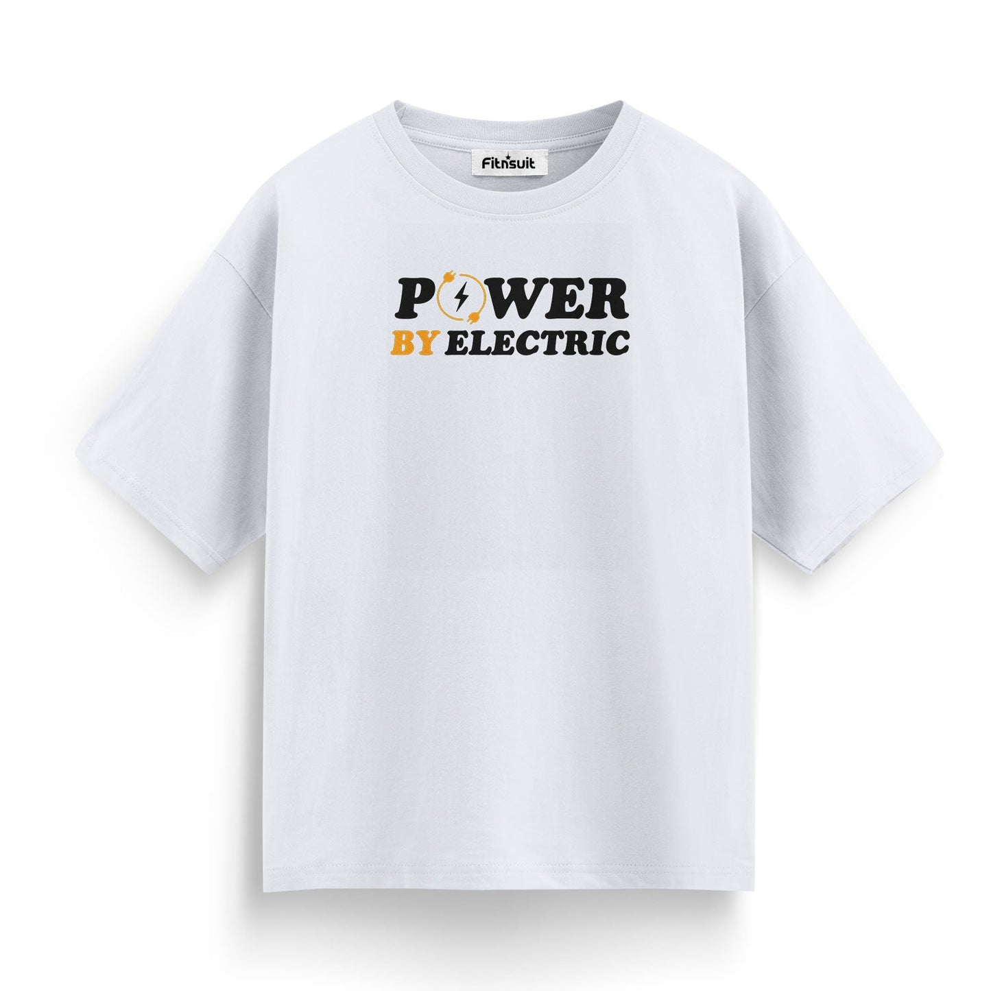 Power By Electric Bold Text T Shirt