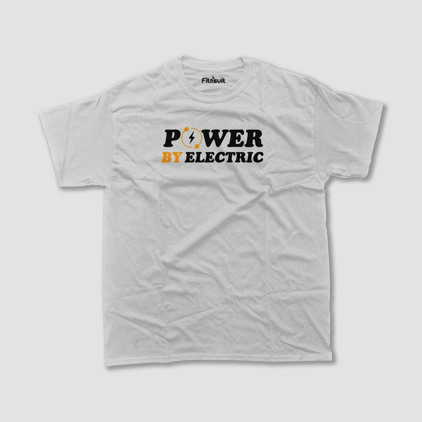 Power By Electric Bold Text T Shirt