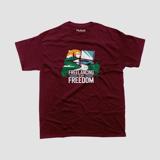 Freelancing Is My Freedom Beach Scene Freelancer T-Shirt