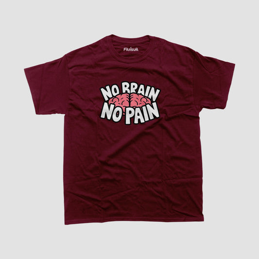 No Brain No Pain with Pink Brain Icon Freelancer T-Shirt