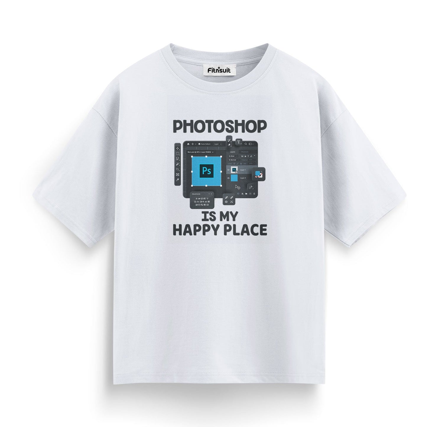 Photoshop Is My Happy Place UI Layout Graphic Designer T-Shirt