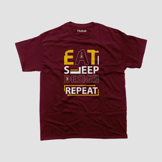 Eat Sleep Design Repeat Yellow Stack Graphic Designer T-Shirt