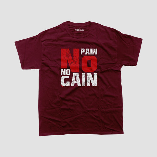 No Pain No Gain Bold Red Text Gym Motivational T shirt