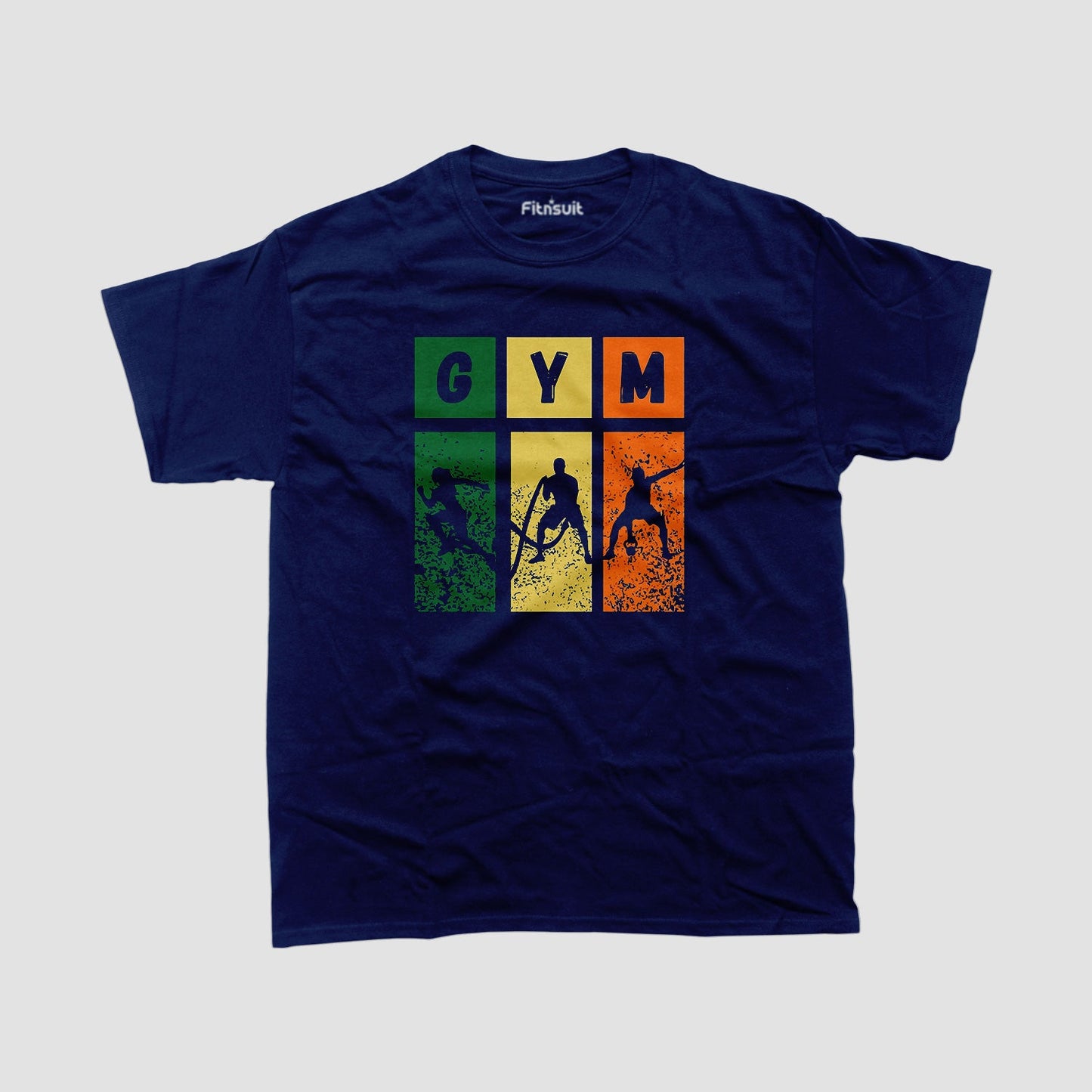 Color Block Gym Athlete Silhouette Workout T shirt