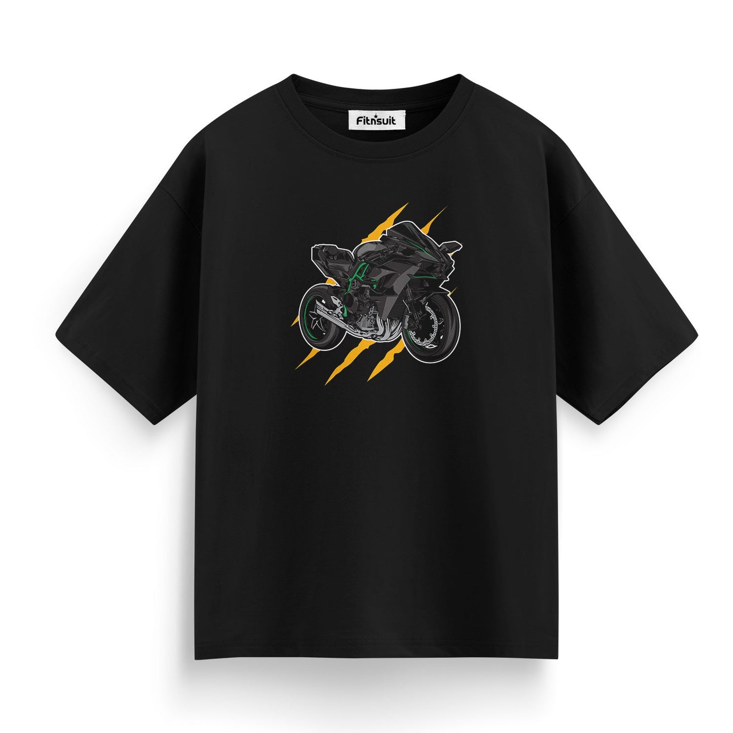 Black Motorcycle Lightning Strike T shirt for everyone