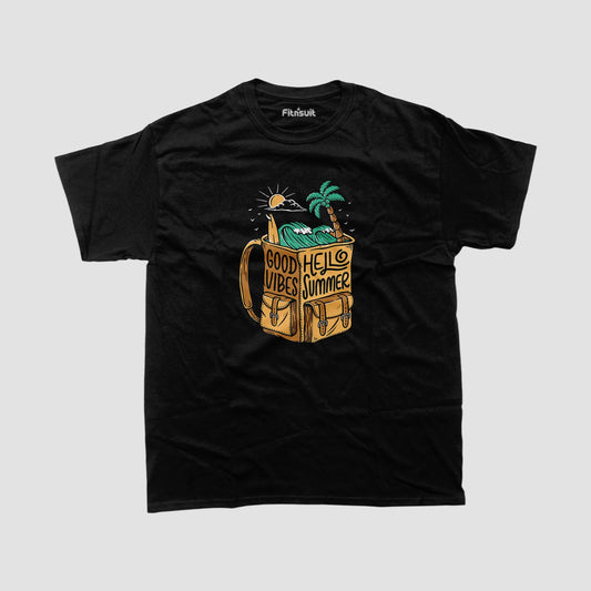 Good Vibes Hello Summer Drink Illustration T shirt for everyone