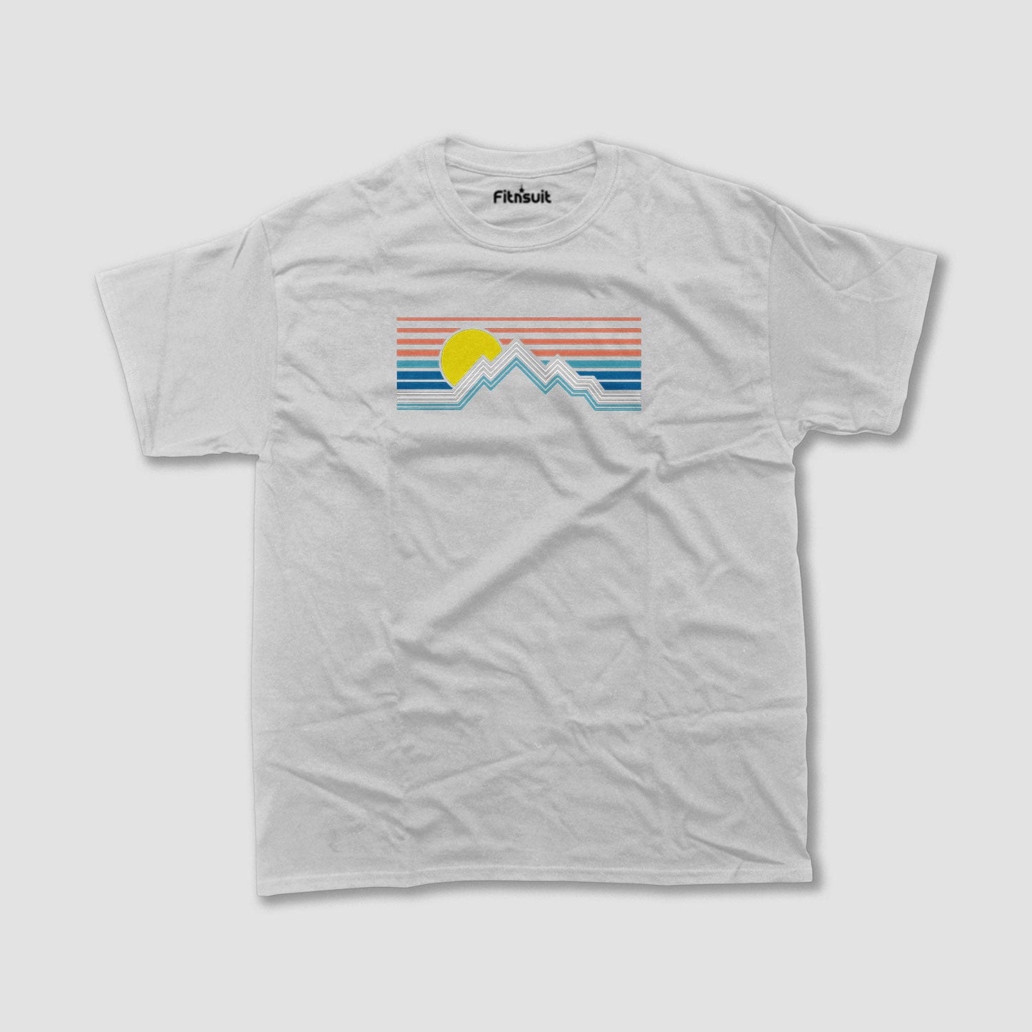 Retro Mountain Stripe Sunset T shirt for everyone