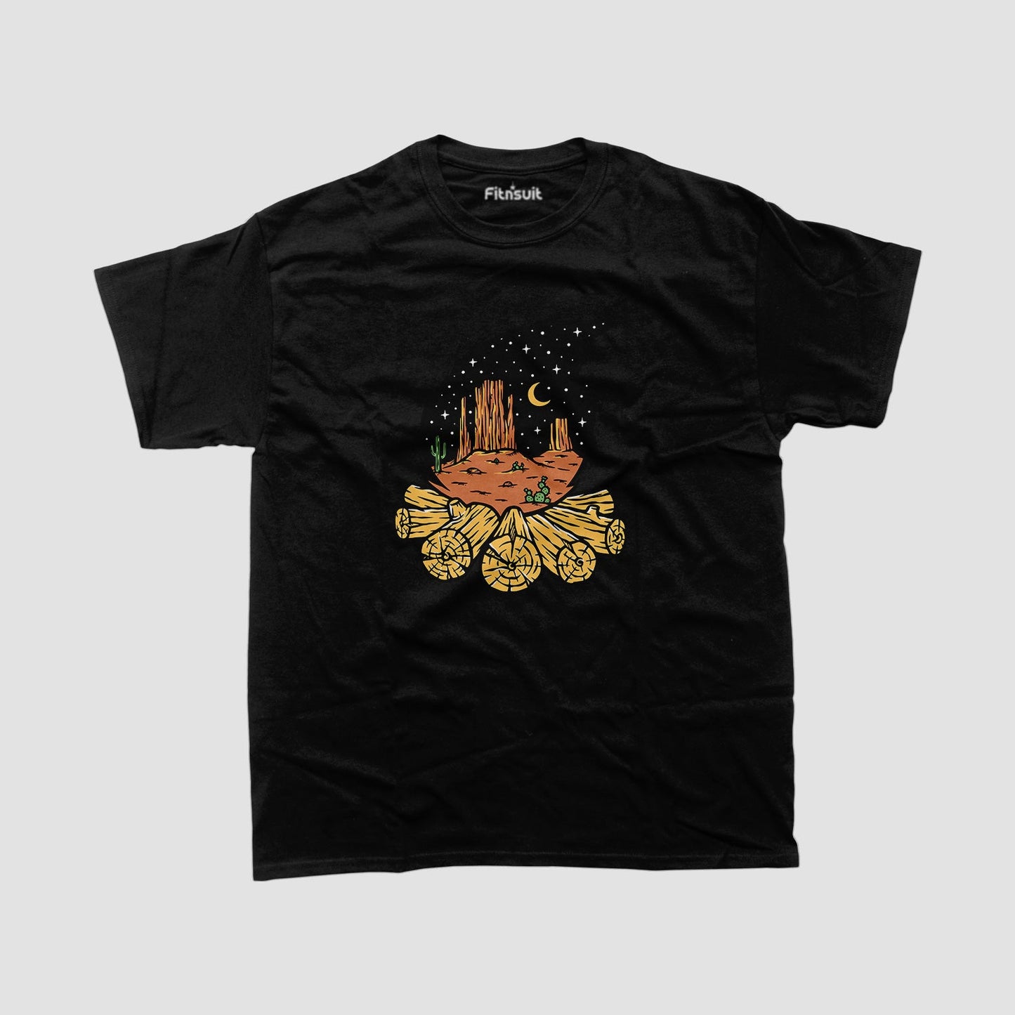 Wood Burn Tree Rings at Night T shirt for everyone