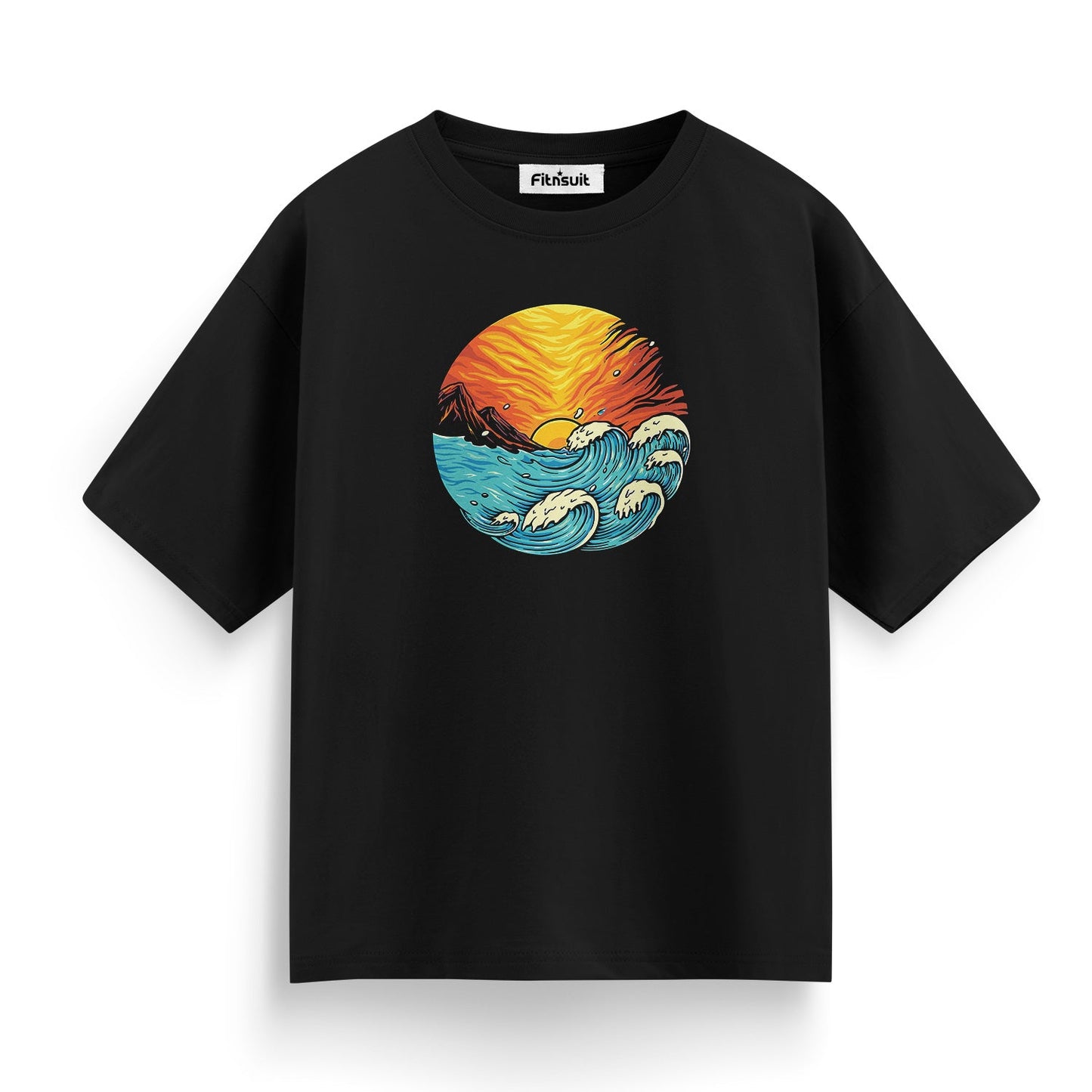 Crimson Sunset Over Ocean T shirt for everyone