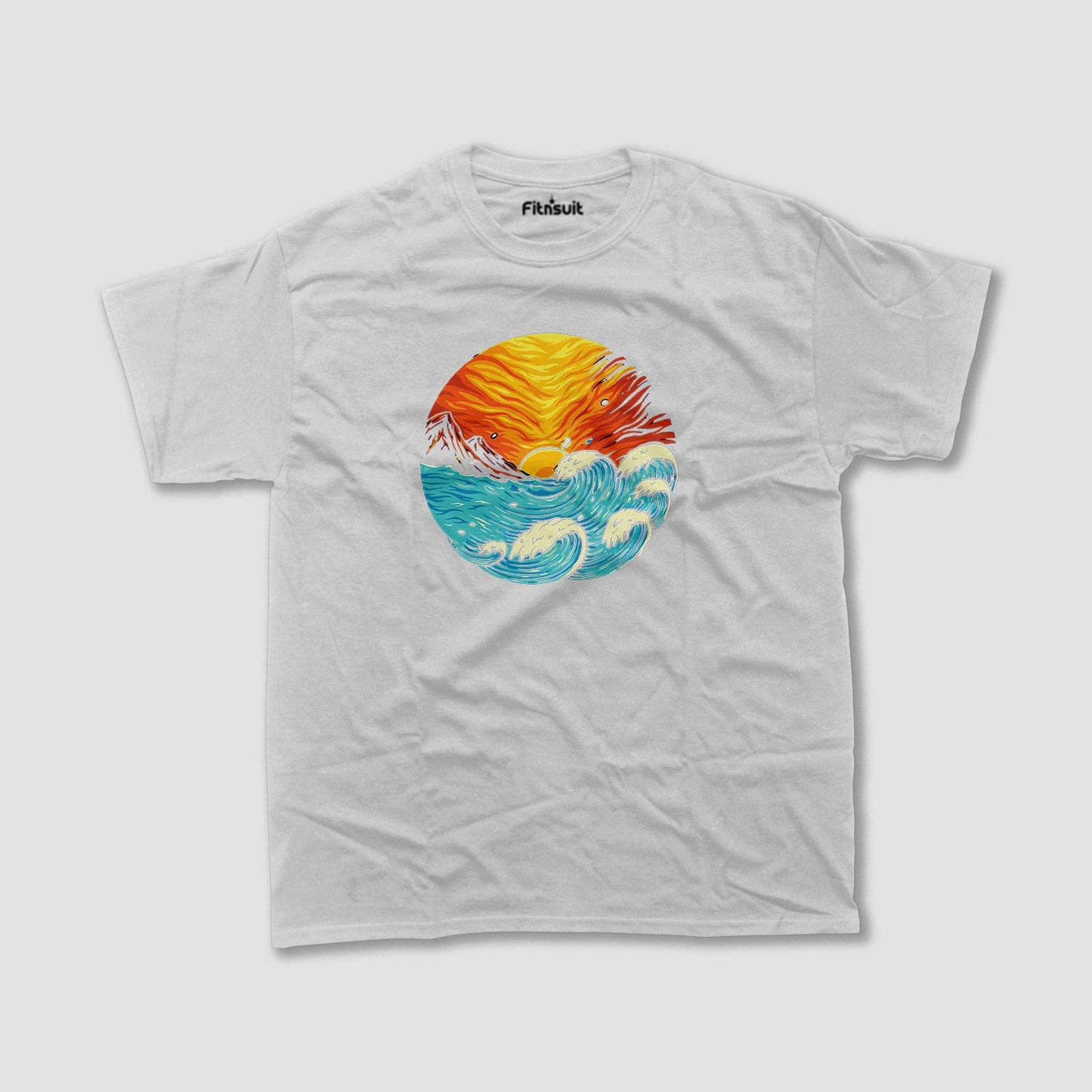 Crimson Sunset Over Ocean T shirt for everyone