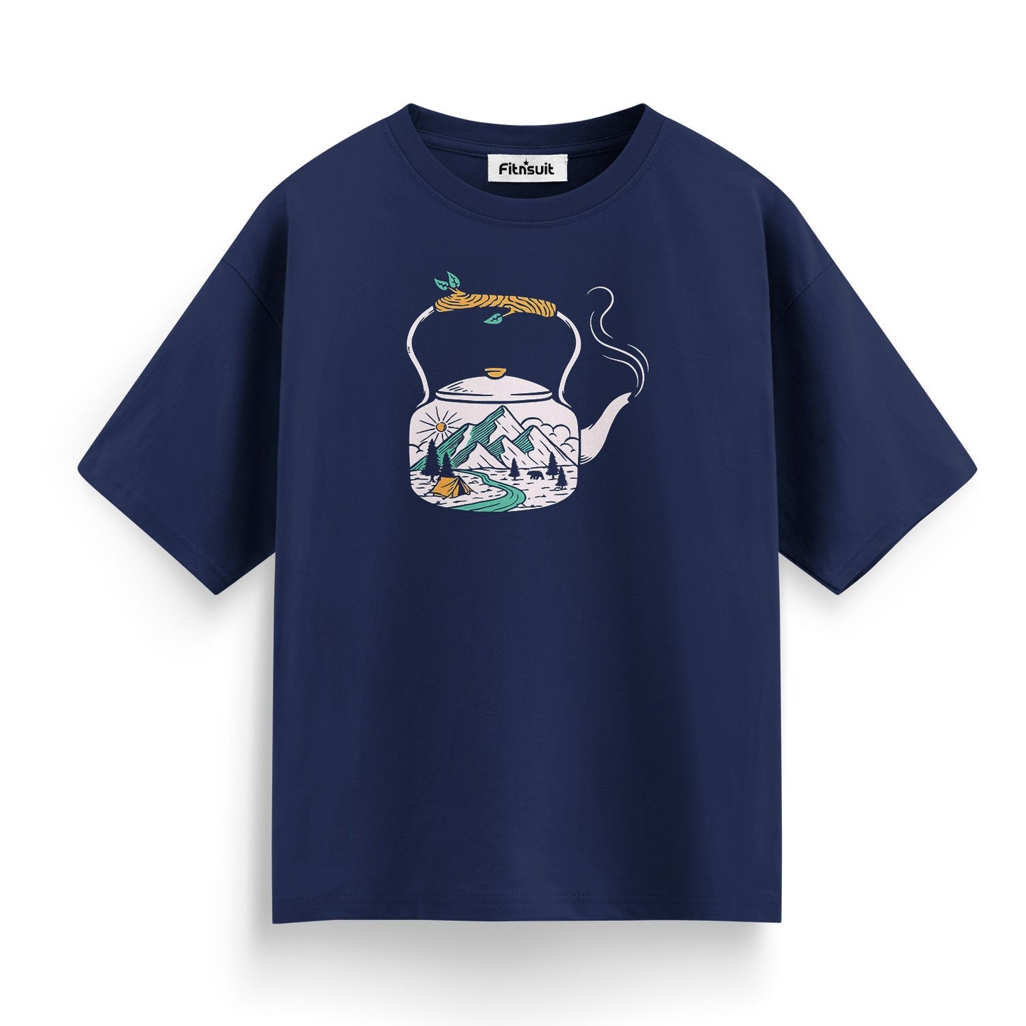 Tea Kettle with Mountain Landscape T shirt for everyone