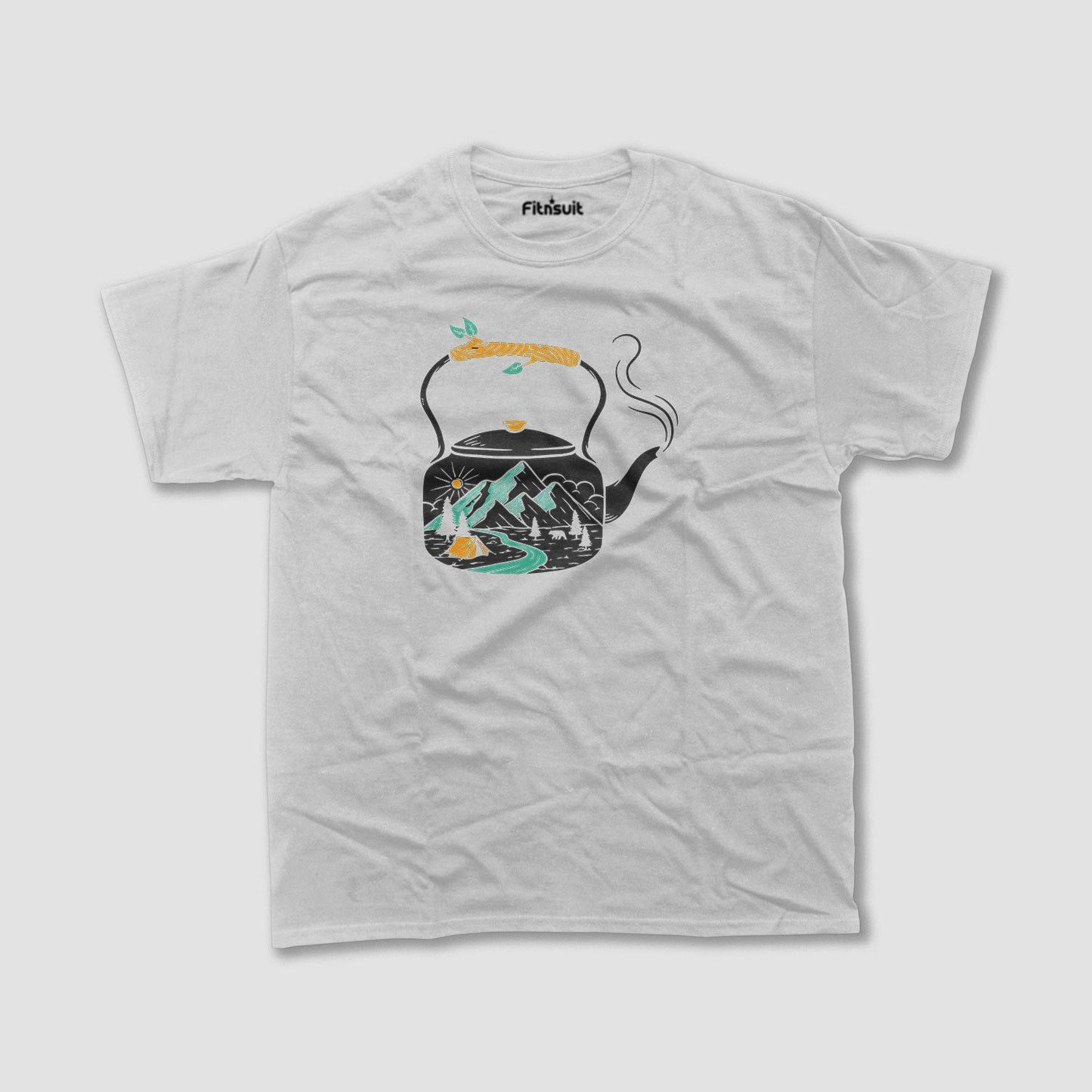 Tea Kettle with Mountain Landscape T shirt for everyone