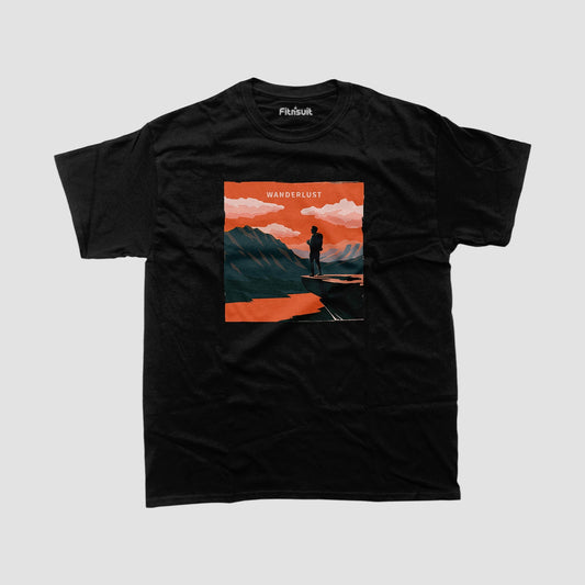 Wanderlust Explorer on Cliff View T shirt for everyone