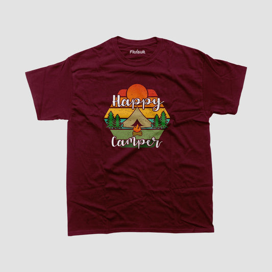 Happy Camper Sunset Tent T shirt for everyone