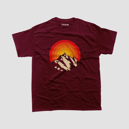 Retro Mountain Sunset Badge T shirt for everyone