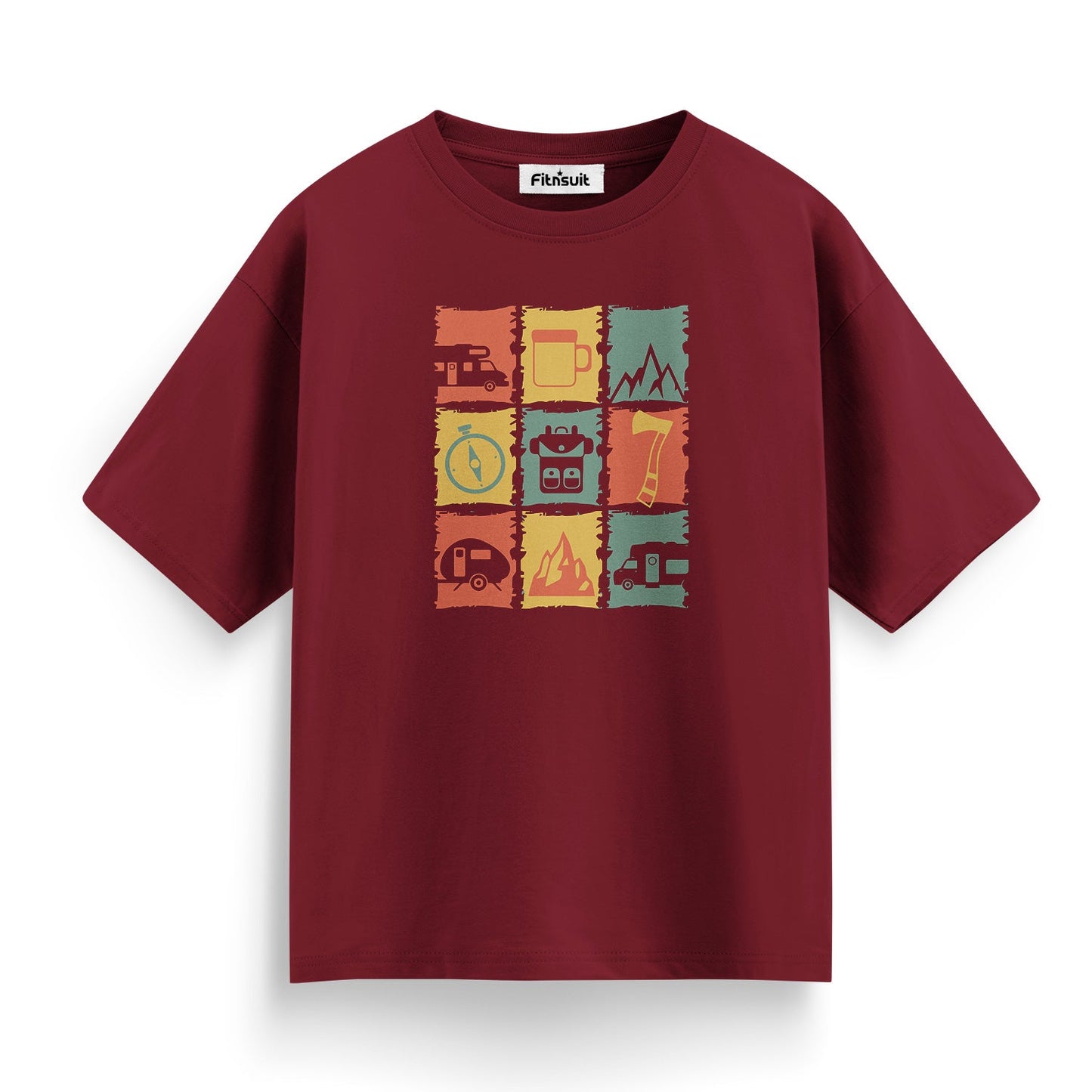 Colorful Retro Nature Panels T shirt for everyone