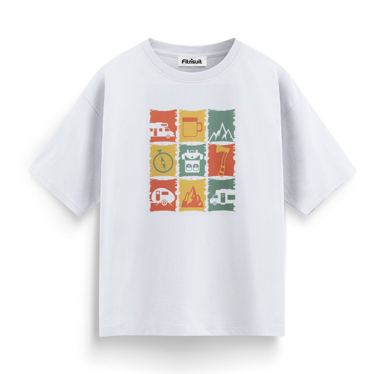 Colorful Retro Nature Panels T shirt for everyone