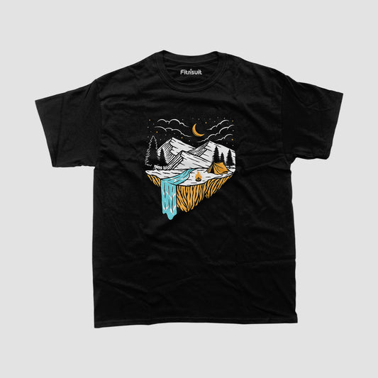 Mountain and Moon Illustration T shirt for everyone