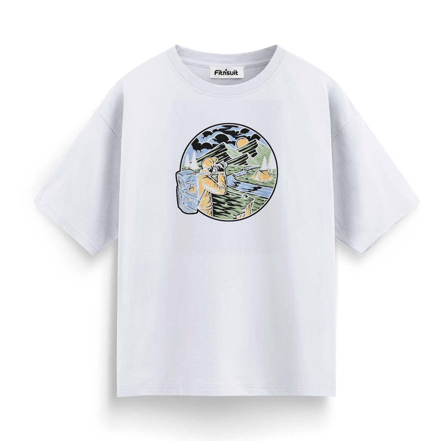 Camping and Fishing Mountain Scene T shirt for everyone