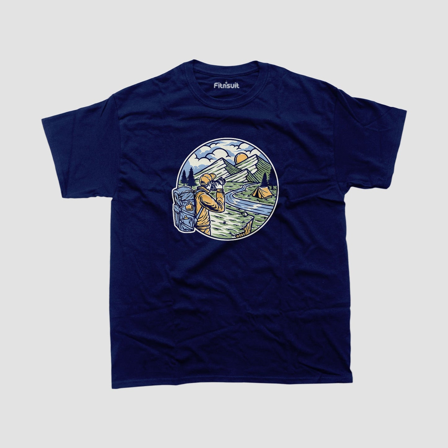 Camping and Fishing Mountain Scene T shirt for everyone